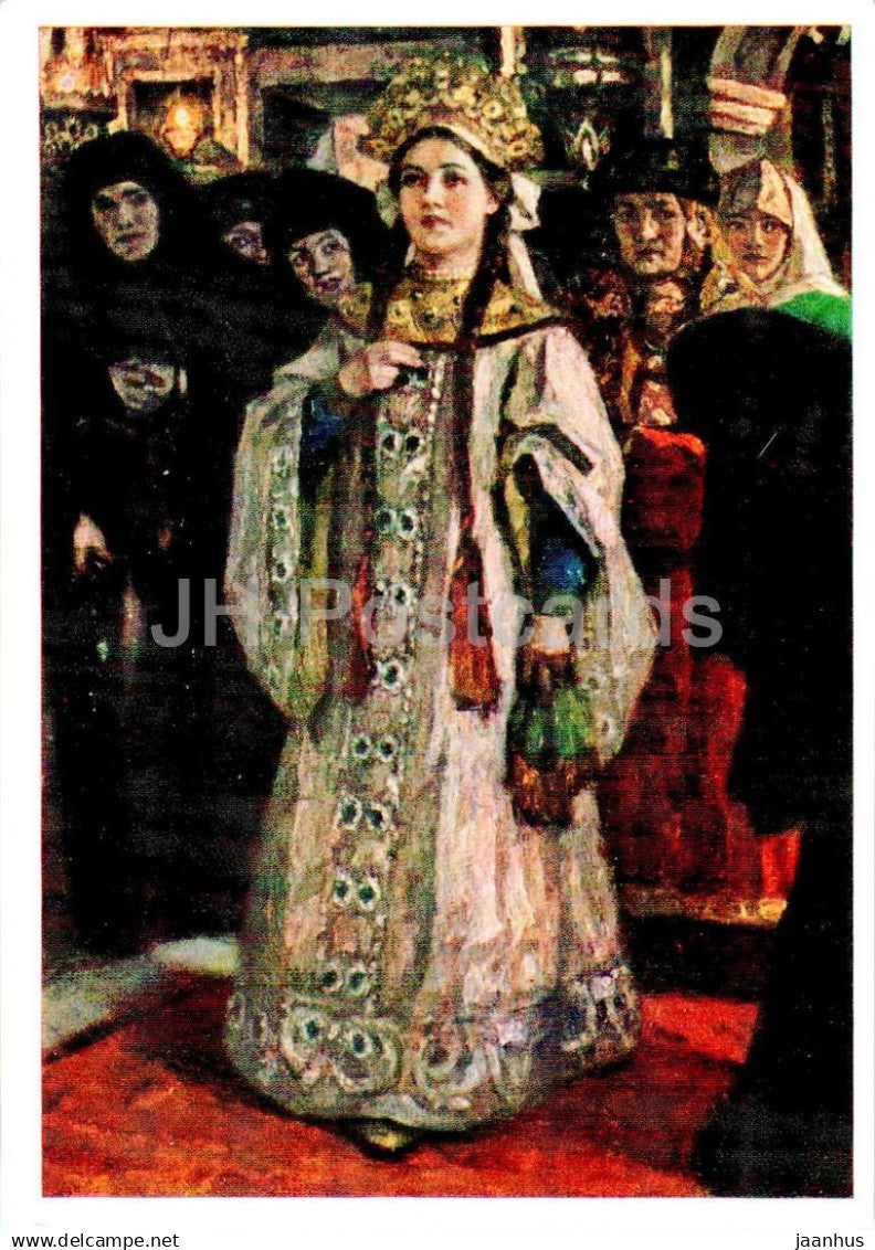 painting by V. Surikov - The princess visit to a convent - woman - monastery - 1972 - Russian art - Russia USSR - unused - JH Postcards