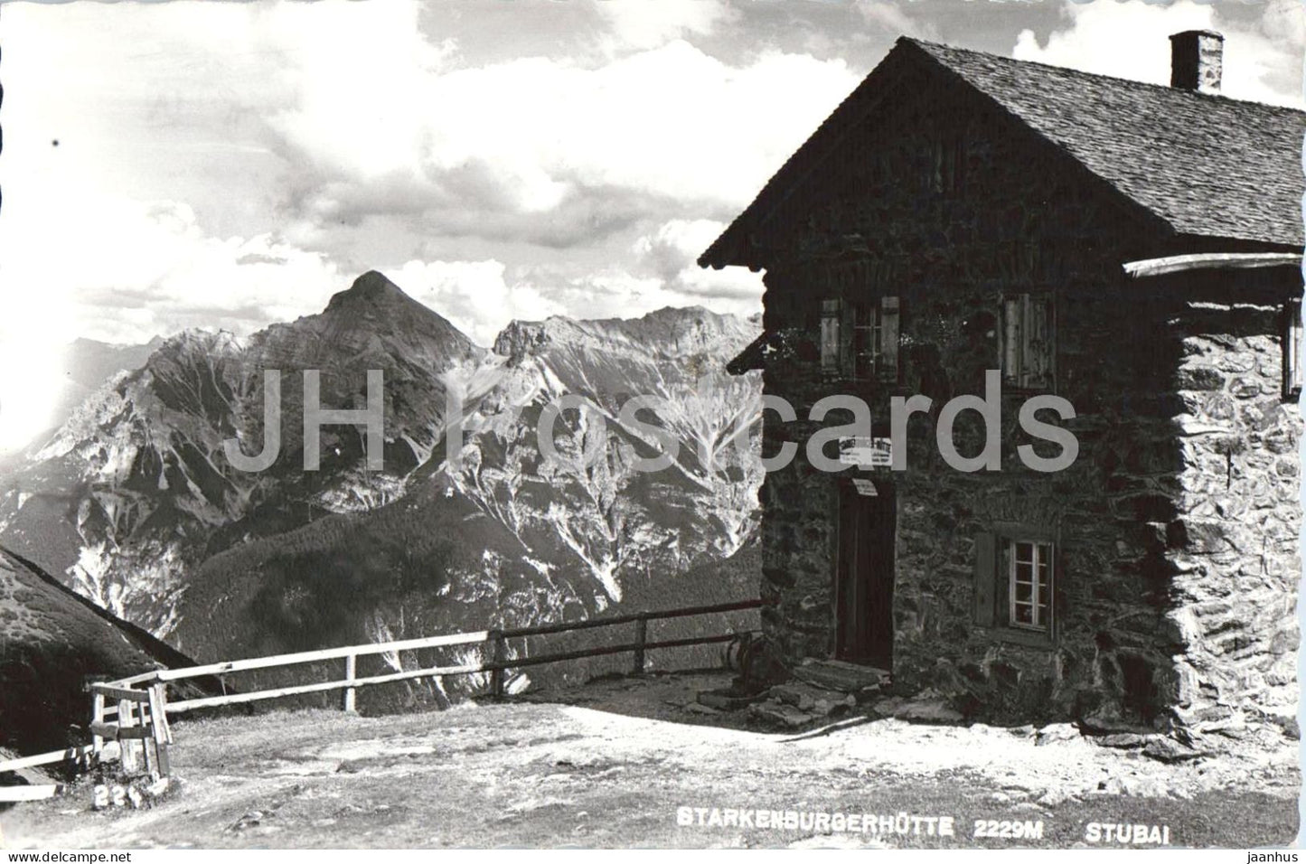 Starkenburgerhutte 2229 m Stubai - Alps - mountain hut - mountains - 224 - old postcard - 1956 - Austria - used - JH Postcards