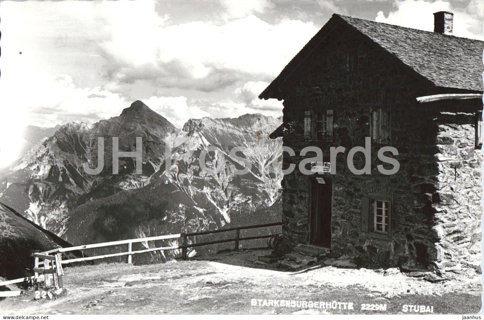 Starkenburgerhutte 2229 m Stubai - Alps - mountain hut - mountains - 224 - old postcard - 1956 - Austria - used - JH Postcards