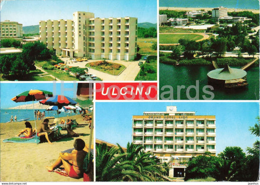 Ulcinj - Grand Hotel Lido - beach - umbrellas - resort - multiview - 1357 - 1984 - Croatia Yugoslavia - used - JH Postcards