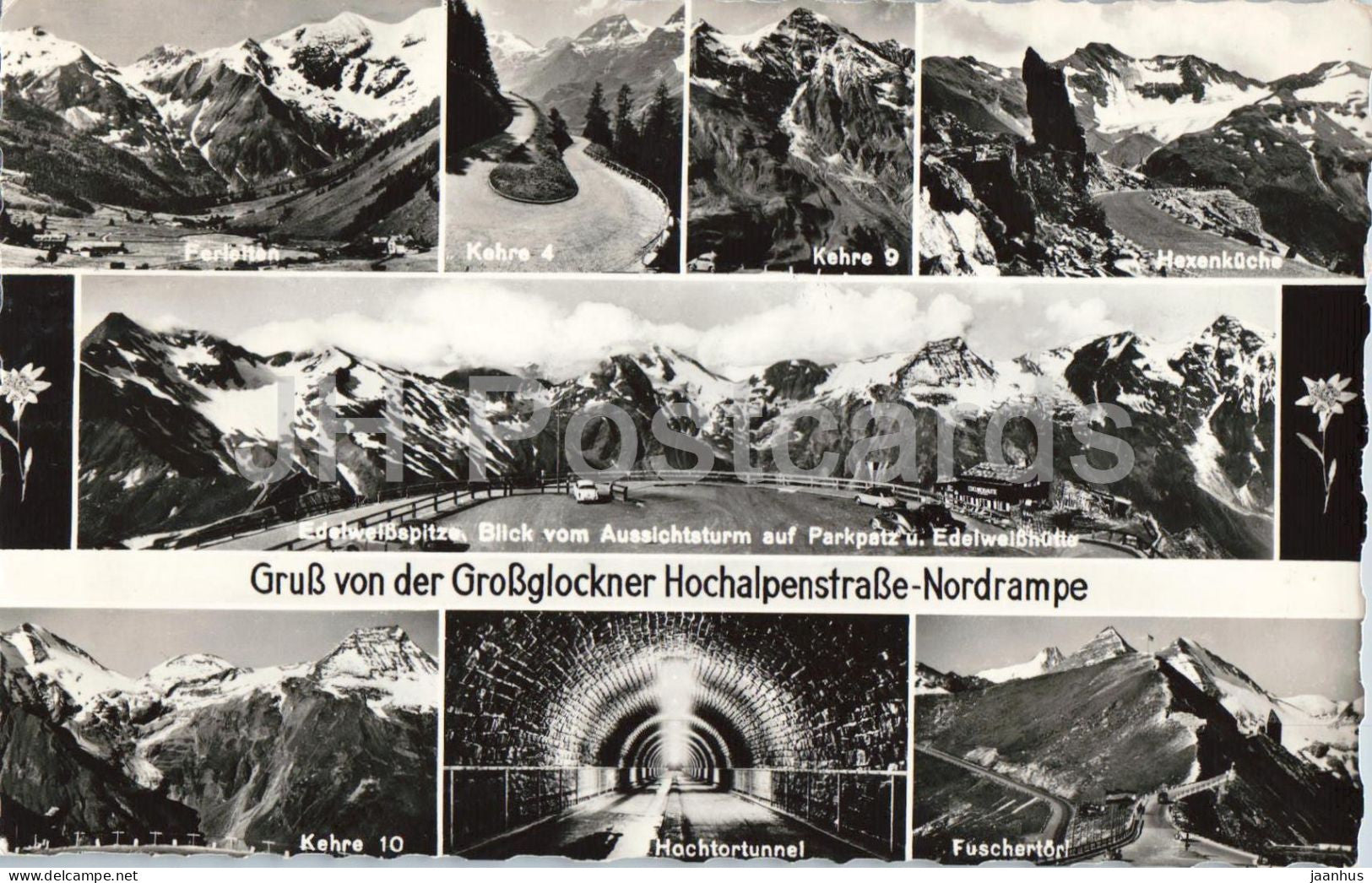 Gruss von der Grossglockner Hochalpenstrasse - Nordrampe - multiview mountain road Alps - 23500 - 1962 - Austria - used - JH Postcards