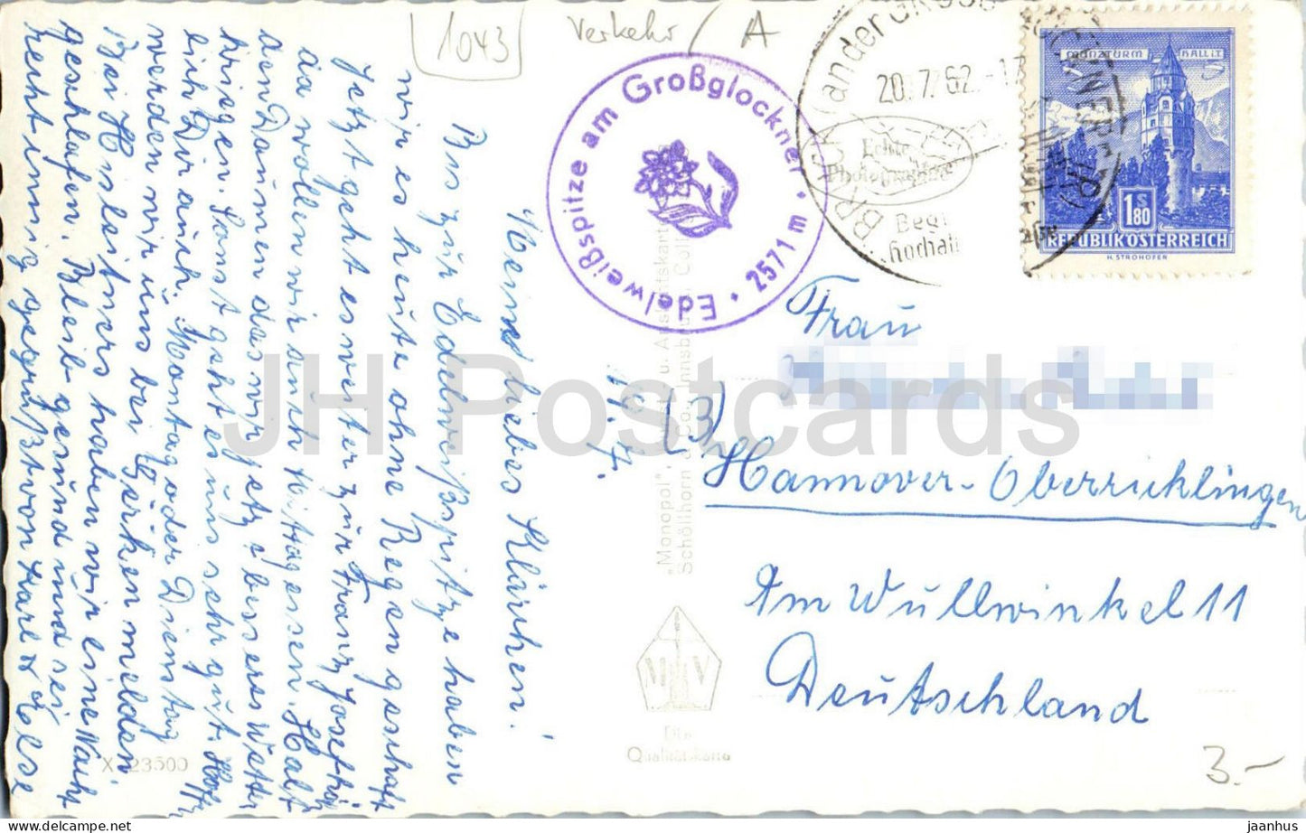Gruß von der Großglockner Hochalpenstraße - Nordrampe - Multiview Bergstraße Alpen - 23500 - 1962 - Österreich - gebraucht