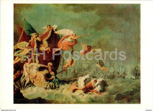 painting by Theodor de Rode - Allegory of the Battle of Chesma . 1771 - art - 1979 - Russia USSR - unused - JH Postcards