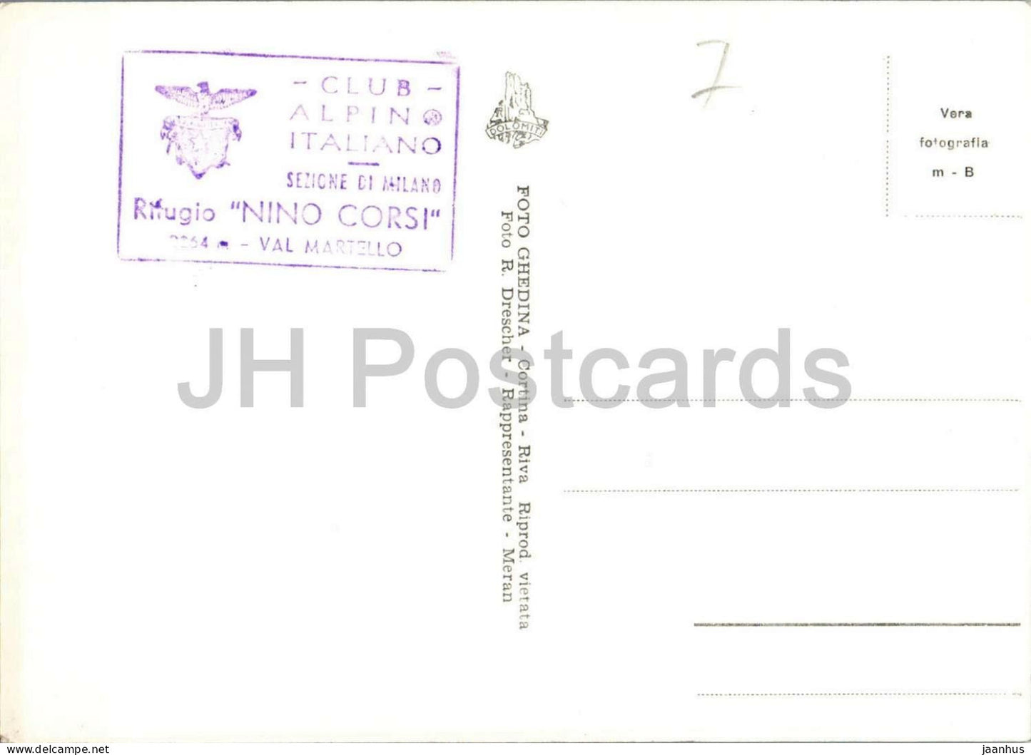 Val Martello - Cime Venezia - Martelltal - Rifugio Nino Corsi - Alps - mountains - 112-034 old postcard - Italy - unused