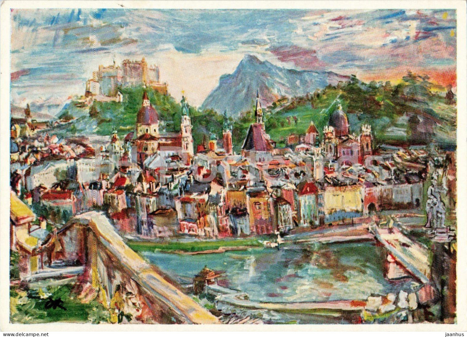 painting by Oskar Kokoschka - Salzburg - Austrian art - 236 - Germany - unused - JH Postcards