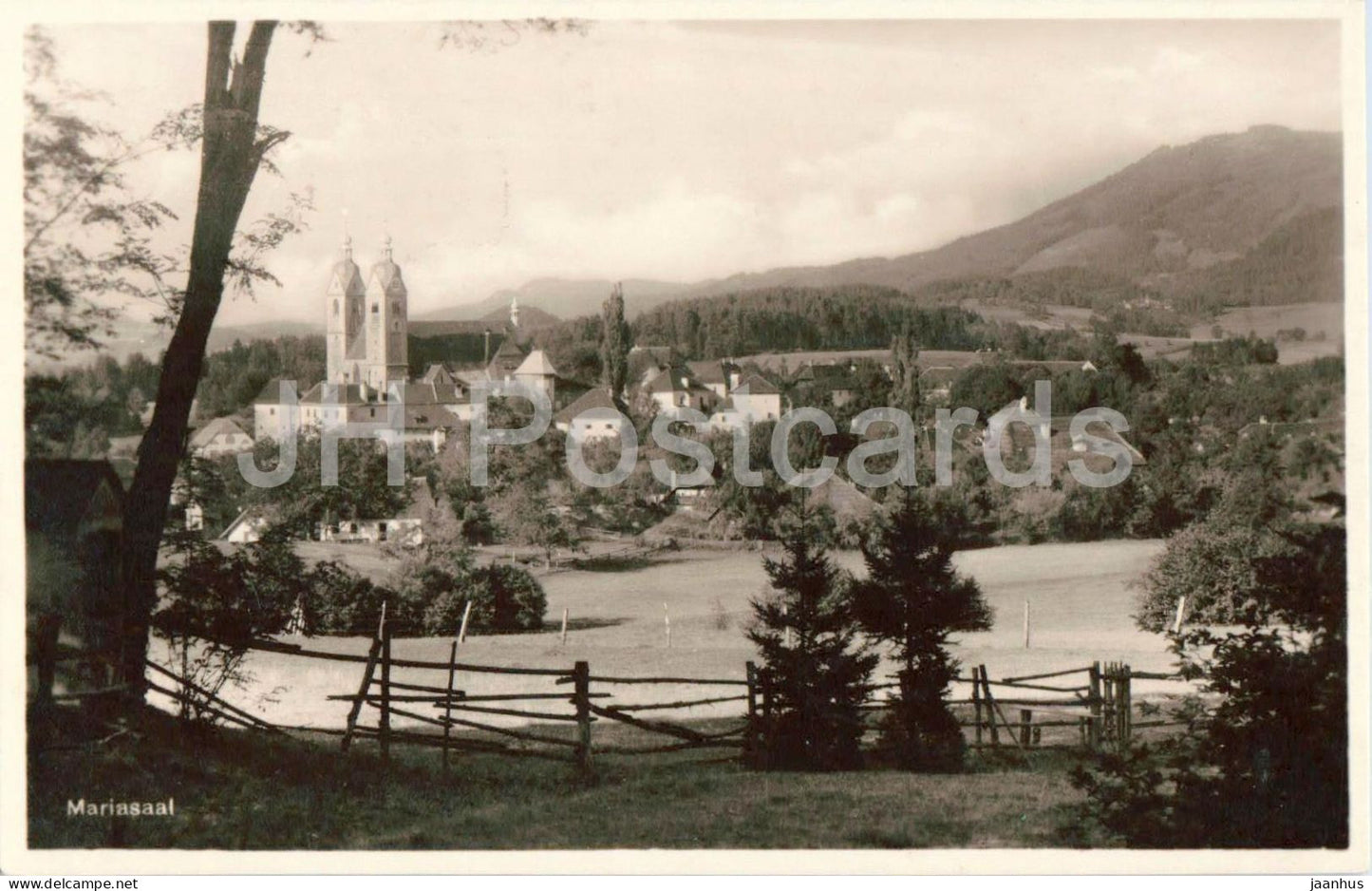 Maria Saal - general view of the town and church - old postcard - 1930 - Austria - used - JH Postcards