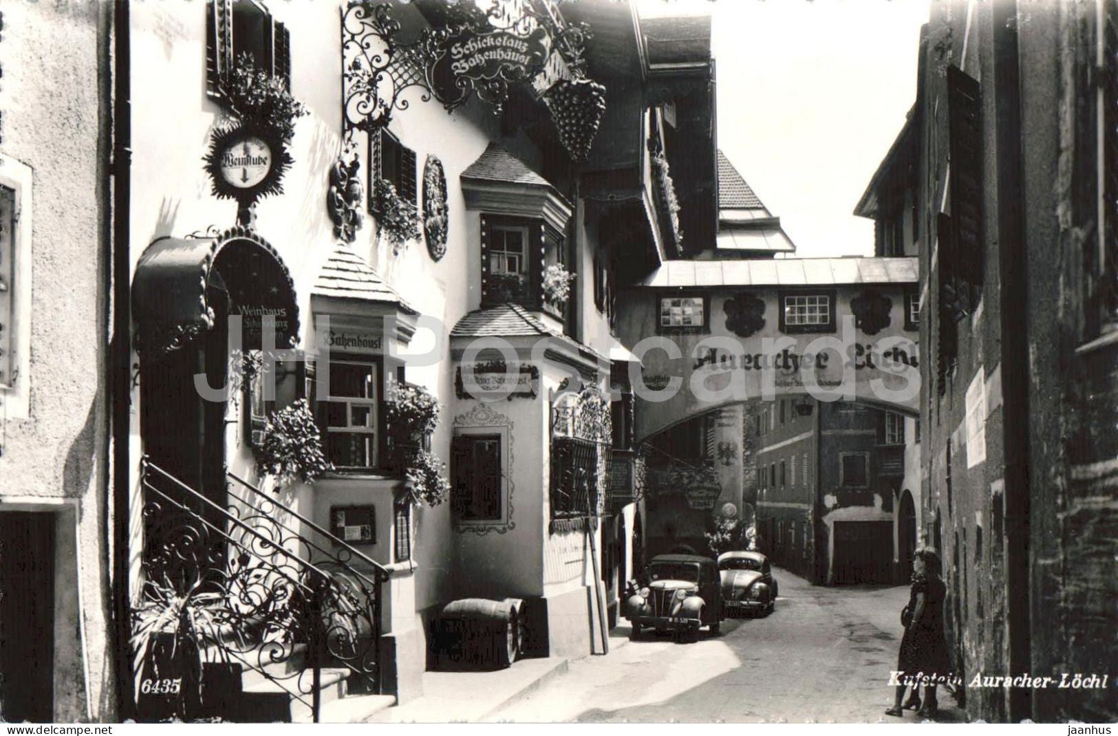 Kufstein - Auracher Lochl - street view - historic inn - old town - 6435 - old postcard - Austria - unused - JH Postcards