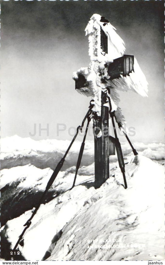 Gipfelkreuz am Grossglockner - cross - mountains - Alps - 212 - old postcard - Austria - unused - JH Postcards