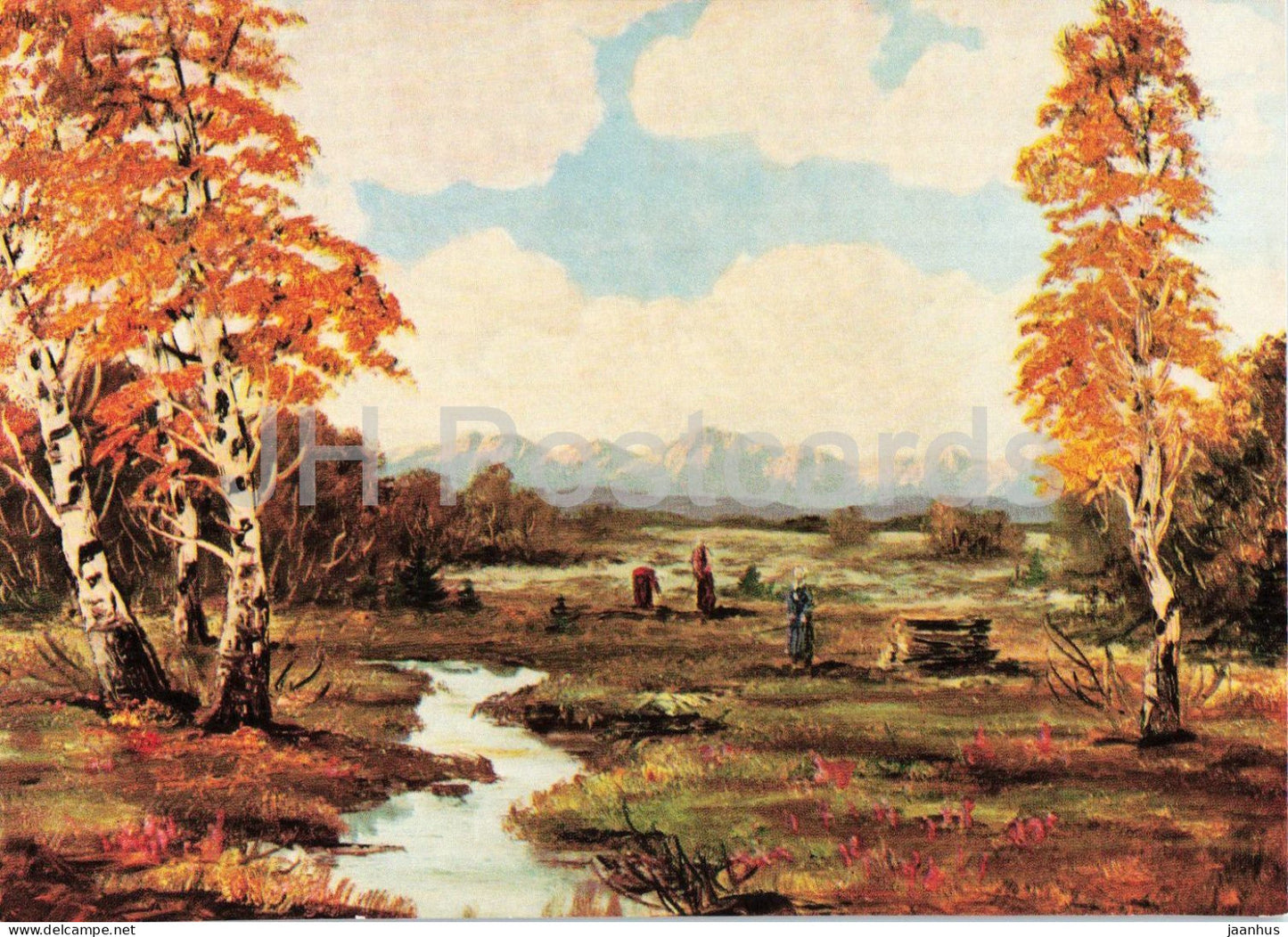 painting by Ludwig Wiedemann - Herbst im Moor - Autumn in the Moor - German art - 3307 - Germany - unused - JH Postcards