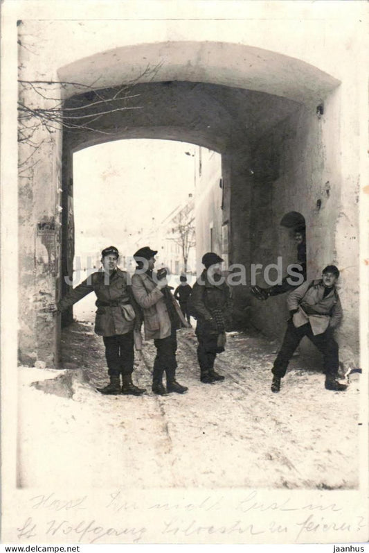 Wolfsberg - Soldaten ? - Soldiers in gateway - photo - old postcard - 1925 - Austria - used - JH Postcards
