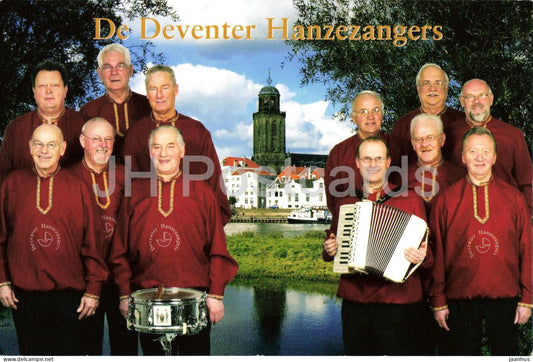 De Deventer Hanz ezangers - male choir group portrait - accordion - drum - Netherlands - unused - JH Postcards