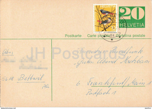 Guten Abend Nachbarn - Hessischer Rundfunk - postal stationery - 116 - 1972 - Switzerland - used - JH Postcards