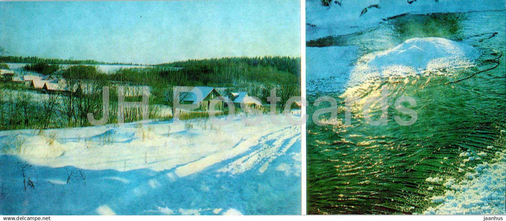 Pushkin places of the Upper Volga river - Malinniki village in winter - Tyma river - 1983 - Russia USSR - unused - JH Postcards
