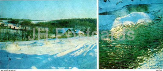 Pushkin places of the Upper Volga river - Malinniki village in winter - Tyma river - 1983 - Russia USSR - unused - JH Postcards