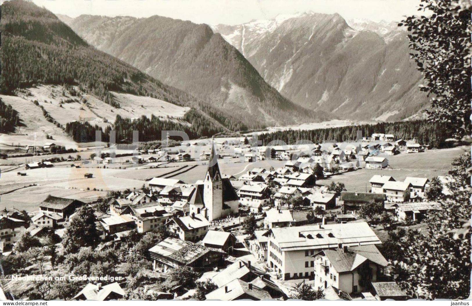 Neukirchen am Grossvenediger - alpine village - church - mountains - panorama - 34402 - 1963 - Austria - used - JH Postcards