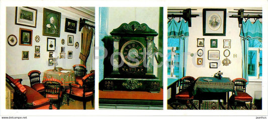 Russian composer Tchaikovsky museum in Klin - office-living room - mantel clock - 1982 - Russia USSR - unused - JH Postcards