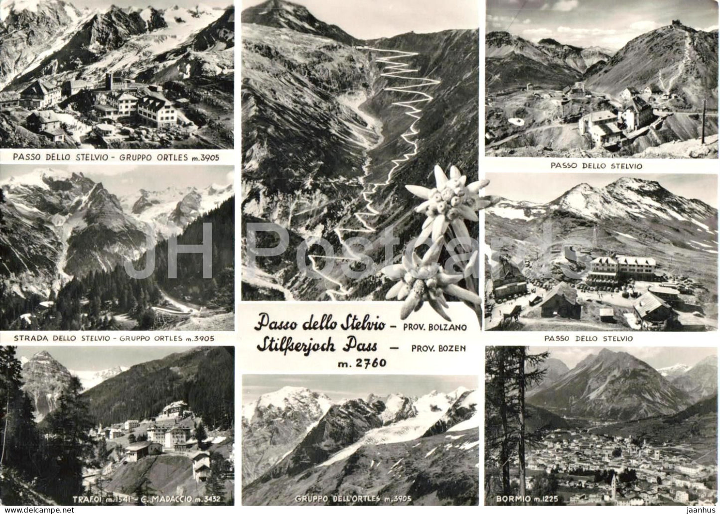 Passo dello Stelvio - Stilfserjoch Pass m. 2760 - mountains - Alps - multiview - 11728 - old postcard - Italy - unused - JH Postcards