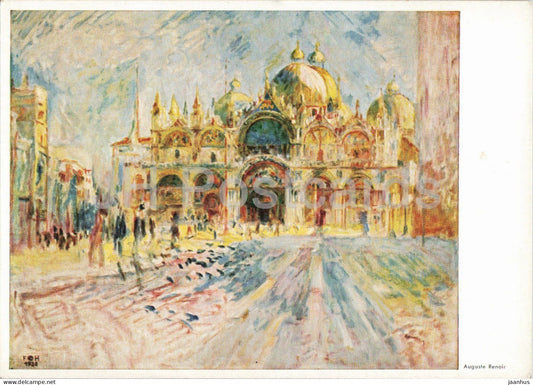 painting by Auguste Renoir - Venice - St Marks Square - Markusplatz in Venedig French art - 456 - 1967 - Germany - used - JH Postcards