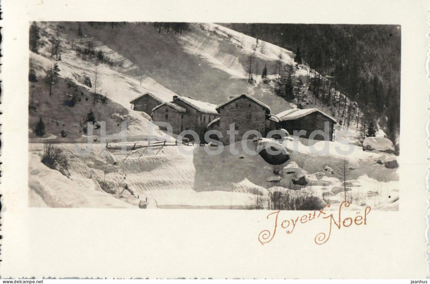 Le Revers - Val Ferret - Joyeux Noel - Christmas Greeting Card - village - old postcard - 1928 - Switzerland - used - JH Postcards