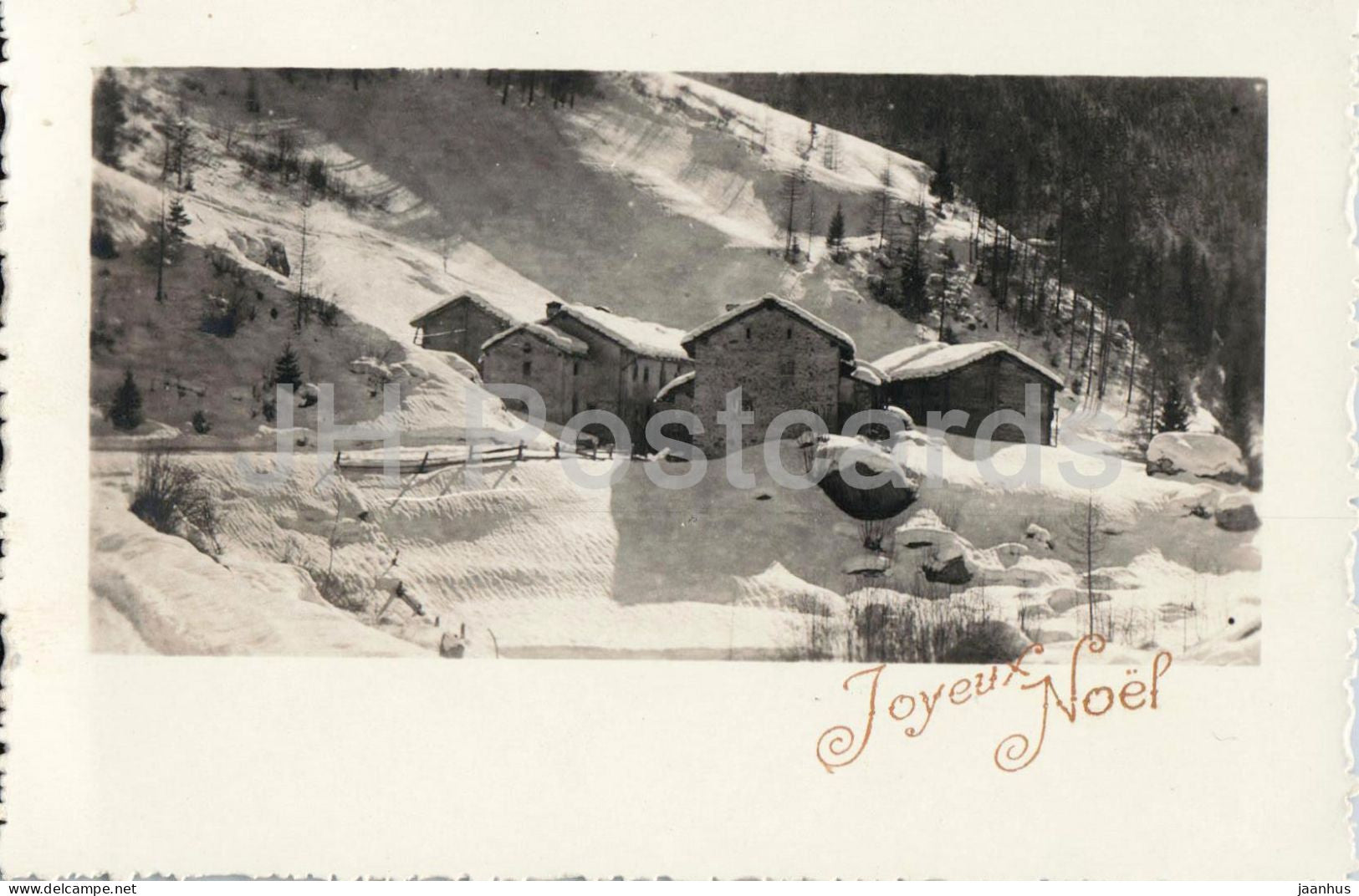 Le Revers - Val Ferret - Joyeux Noel - Christmas Greeting Card - village - old postcard - 1928 - Switzerland - used - JH Postcards