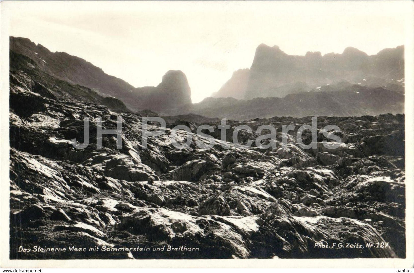 Das Steinerne Meer mit Sommerstein und Breithorn - Alps - mountains - Nr. 127 - old postcard - Germany - unused - JH Postcards