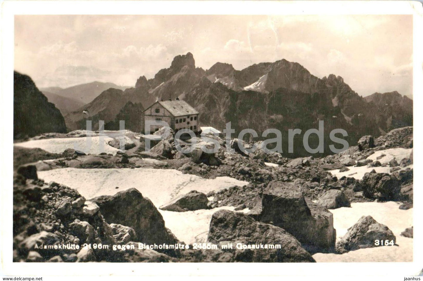 Adamekhutte 2196 m gegen Bischofsmutze 2456 m mit Gosaukamm - No. 3154 - old postcard - 1934 - Austria - unused - JH Postcards