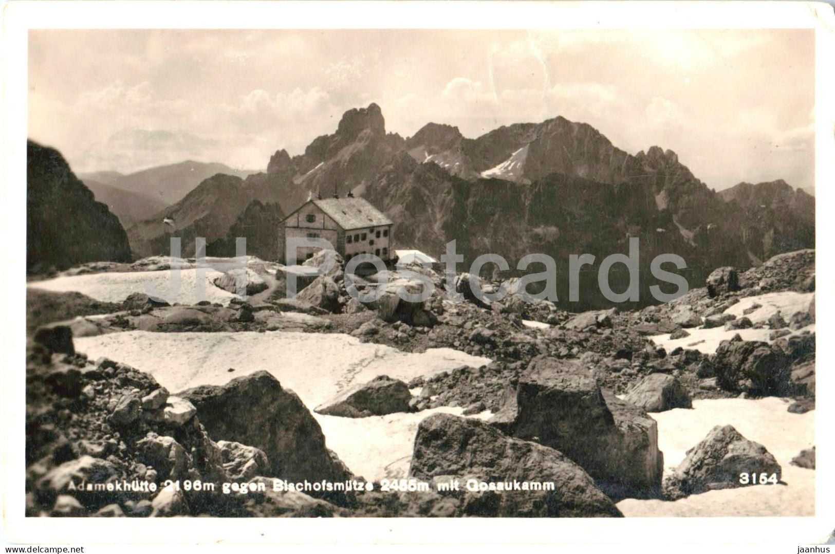 Adamekhutte 2196 m gegen Bischofsmutze 2456 m mit Gosaukamm - No. 3154 - old postcard - 1934 - Austria - unused - JH Postcards