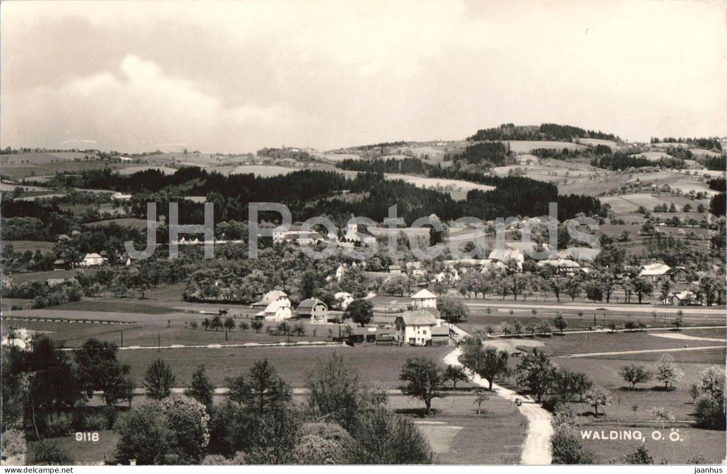 Walding - village view - countryside - panorama - 9118 - old postcard - 1959 - Austria - used - JH Postcards