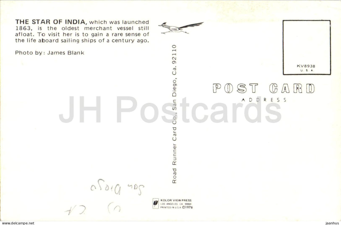 The Star of India - sailing ship - maritime - harbor - port - USA - unused
