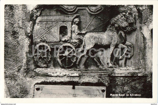 Maria Saal - Romisches Relief aus Virunum - Reisekutsche - Virunum - ancient world - old postcard - Austria - unused - JH Postcards