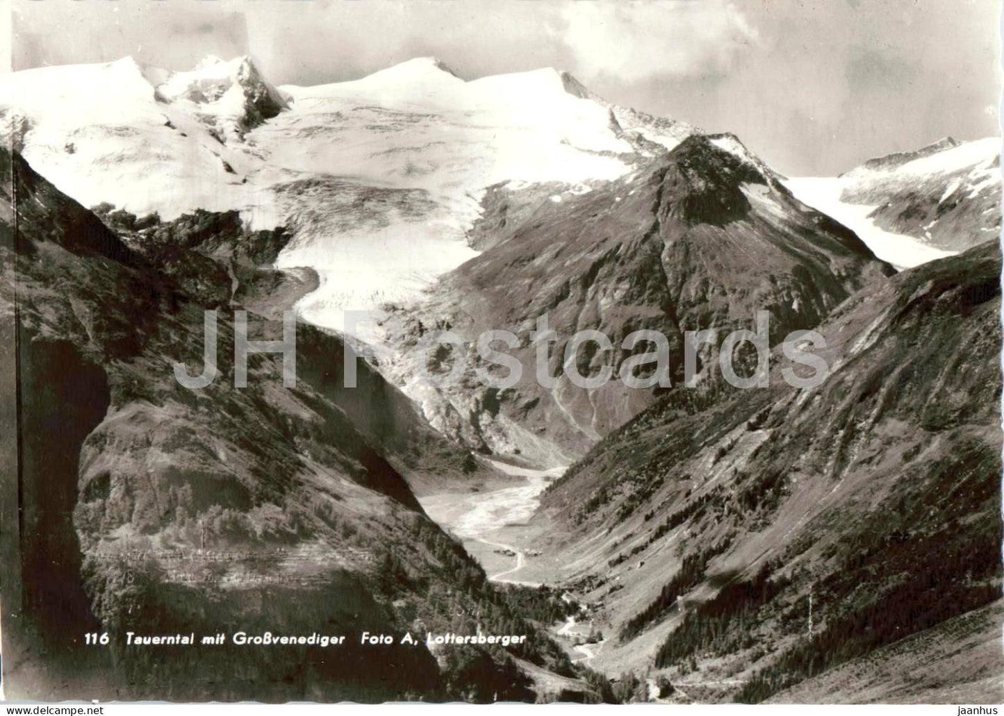 Tauernthal mit Grossvenediger - Tauern glacier - high mountains - alpine valley - 116 - old postcard - Austria - unused - JH Postcards
