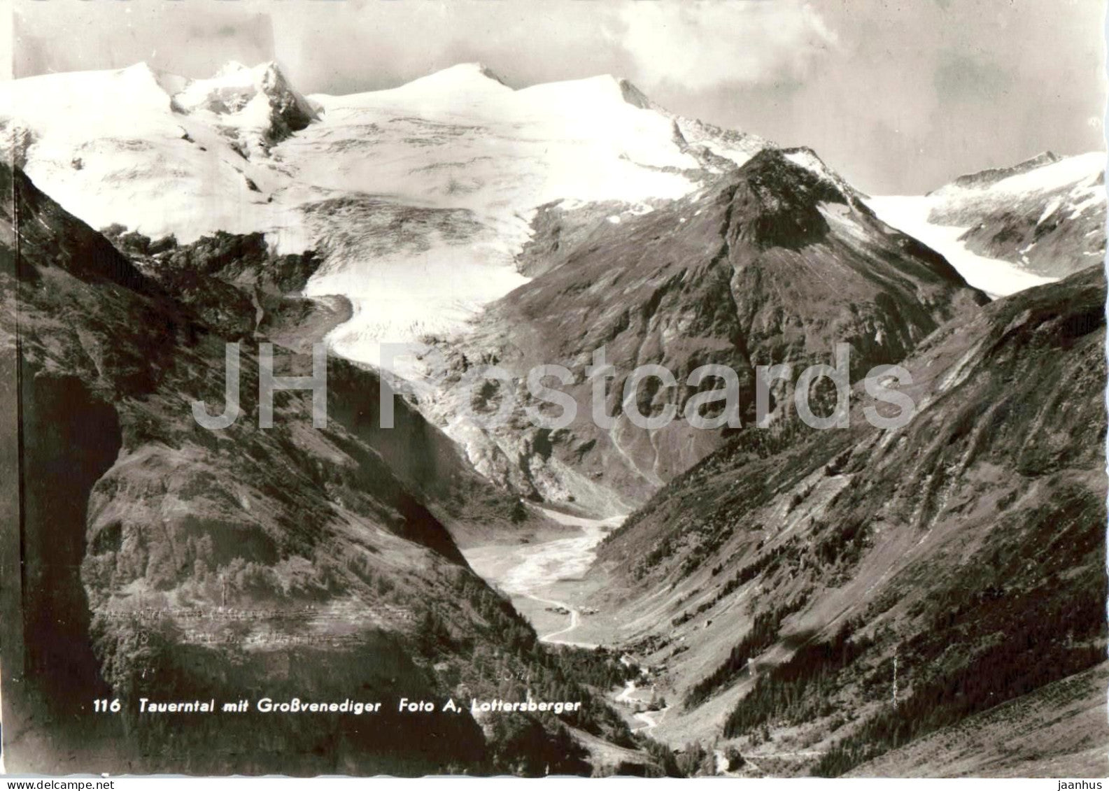 Tauernthal mit Grossvenediger - Tauern glacier - high mountains - alpine valley - 116 - old postcard - Austria - unused - JH Postcards