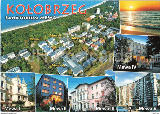 Kolobrzeg - Sanatorium Mewa - seaside spa - buildings beach - sunset - multiview - 2010s - Poland - used - JH Postcards