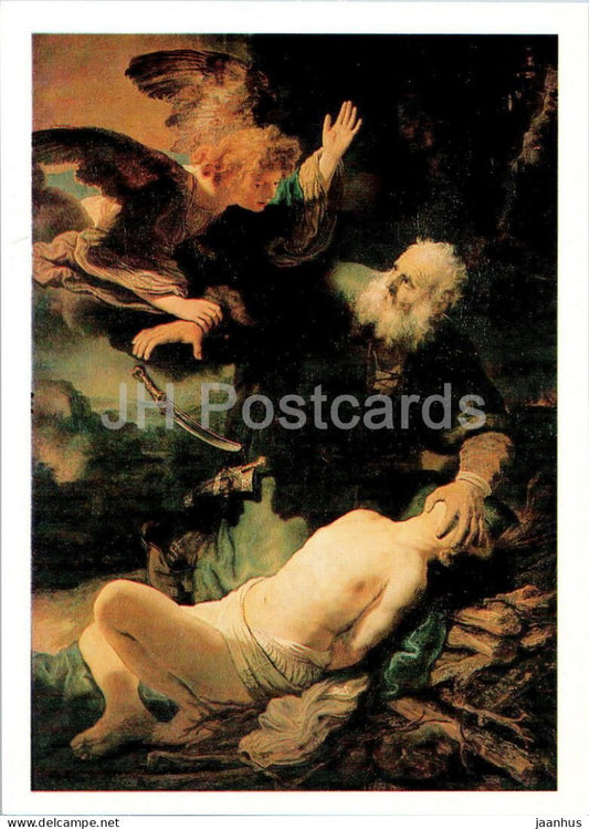 painting by Rembrandt - Abraham . Sacrifice - Dutch art - 1987 - Russia USSR - unused - JH Postcards