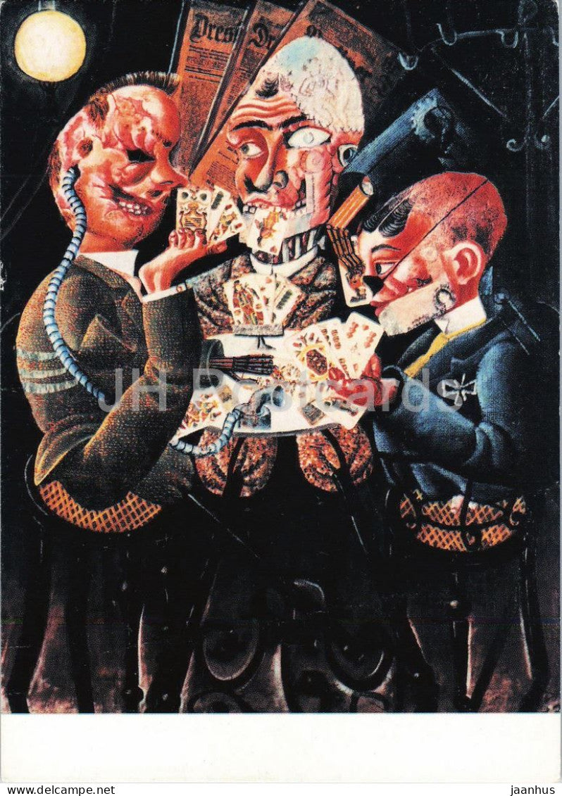 painting by Otto Dix - The Skat Players - Die Skatspieler - military - 1995 - Germany - used - JH Postcards