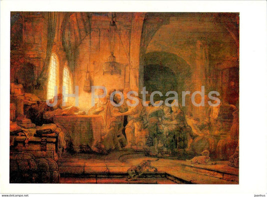 painting by Rembrandt - Parable of the Workers in the Vineyard - Dutch art - 1987 - Russia USSR - unused - JH Postcards