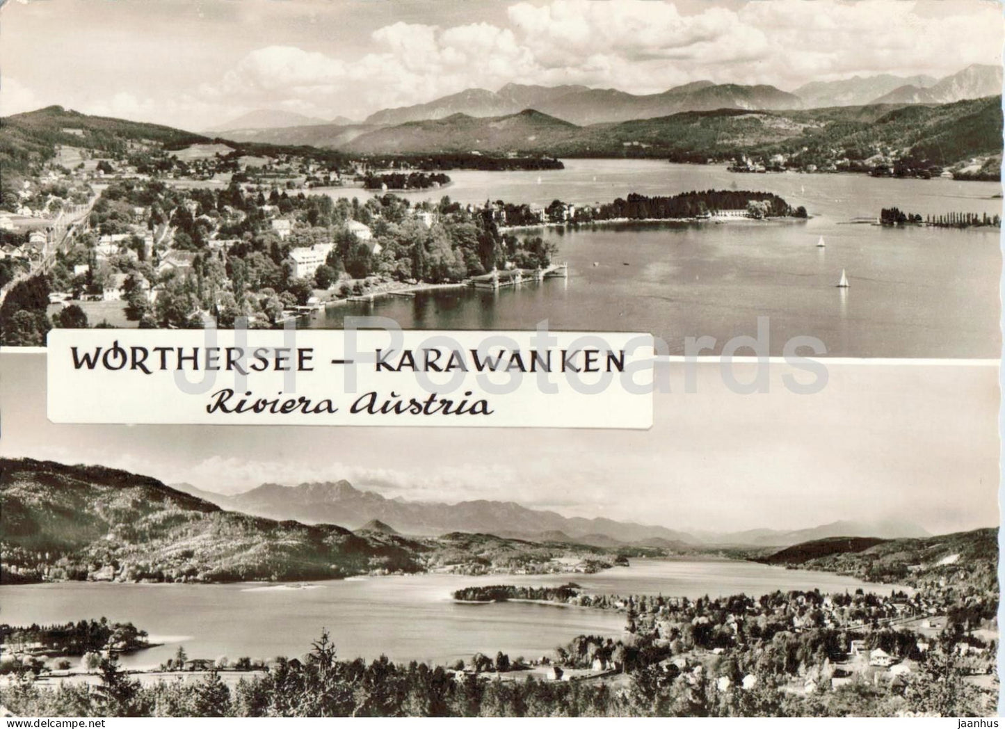 Worthersee - Karawanken - Riviera Austria - lake - panorama - multiview - old postcard - Austria - unused - JH Postcards