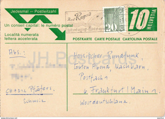 Guten Abend Nachbarn - Hessischer Rundfunk - postal stationery - 106 - 1972 - Switzerland - used - JH Postcards