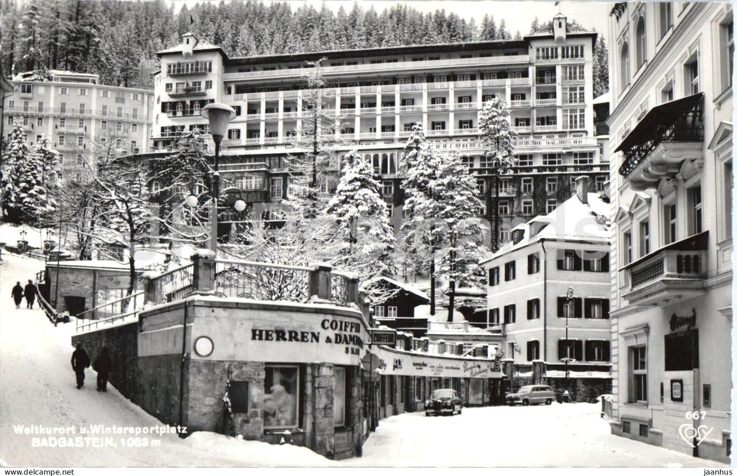 Weltkurort u. Wintersportplatz Badgastein 1083 m - Bad Gastein - spa town - street - car - 667 - 1964 - Austria - used - JH Postcards