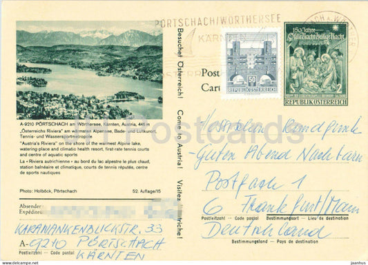 Portschach am Worthersee - Karnten - Hessischer Rundfunk - lake - panorama - postal stationery - 1970s - Austria - used - JH Postcards