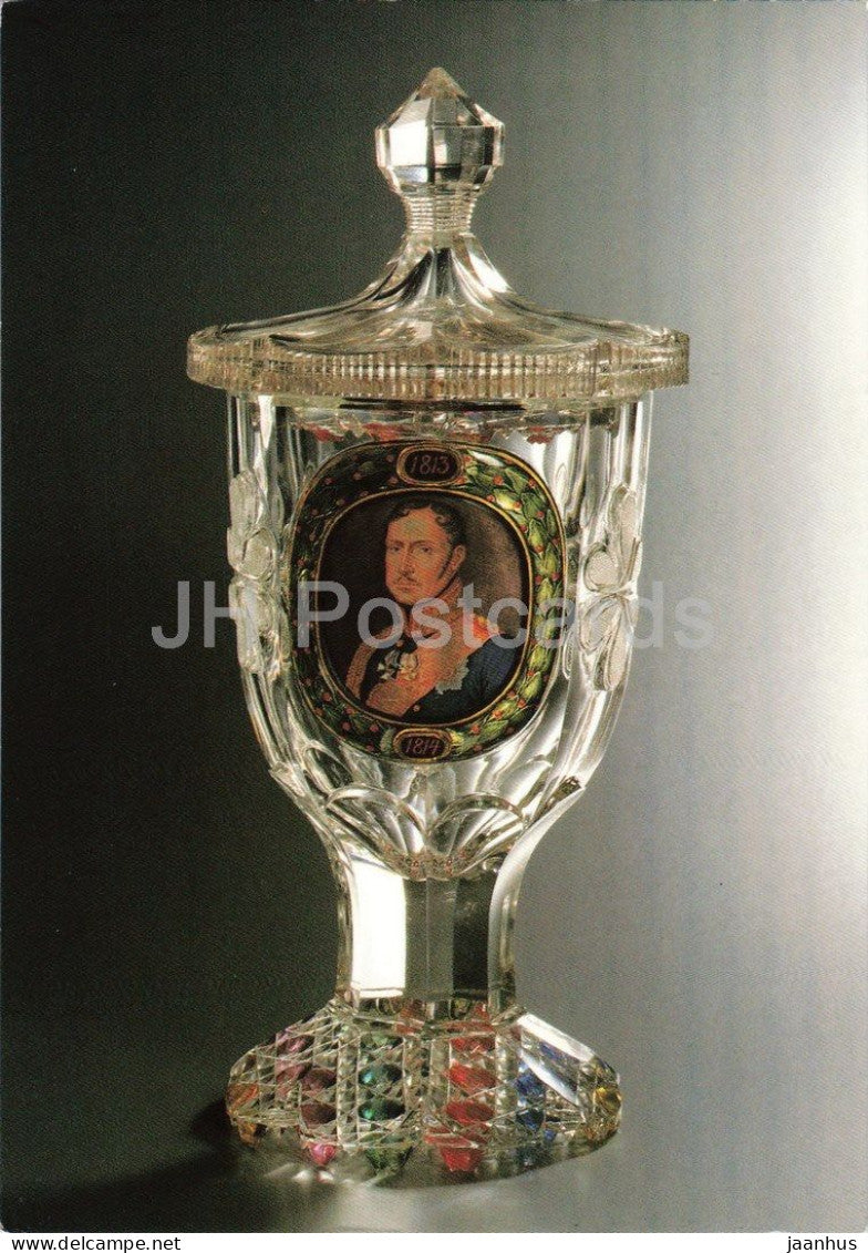 Deckelpokal - lidded crystal goblet - Bohemia 1836 - Kunstmuseum Dusseldorf - glass art - Germany - unused - JH Postcards