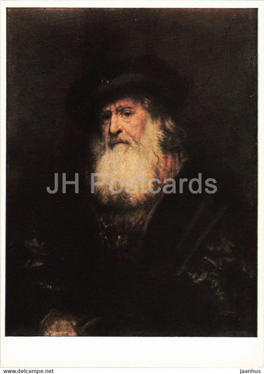 painting by Rembrandt - Portrait of a Bearded Old Man - Dutch art - old postcard - 1953 - Germany DDR - unused - JH Postcards