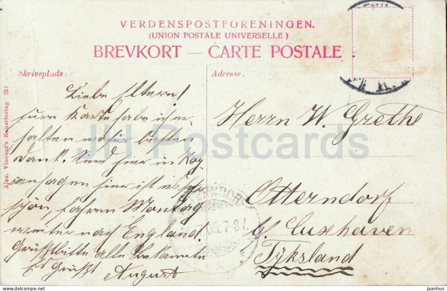 Kobenhavn - Copenhagen - Ostergade Street - P. Le Dous - Apothek - old postcard - 1905 - Denmark - used