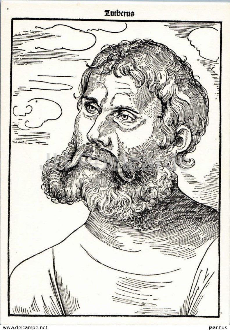 engraving by Lucas Cranach the Elder - Nobleman Jorg - Martin Luther als Junker Jorg - art - 1971 - Germany DDR - unused - JH Postcards