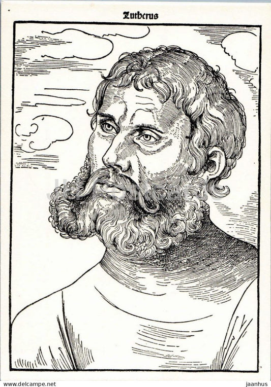 engraving by Lucas Cranach the Elder - Nobleman Jorg - Martin Luther als Junker Jorg - art - 1971 - Germany DDR - unused - JH Postcards