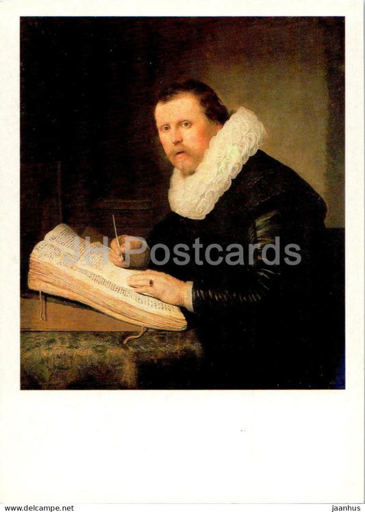 painting by Rembrandt - Portrait of a scientist - man - Dutch art - 1987 - Russia USSR - unused - JH Postcards
