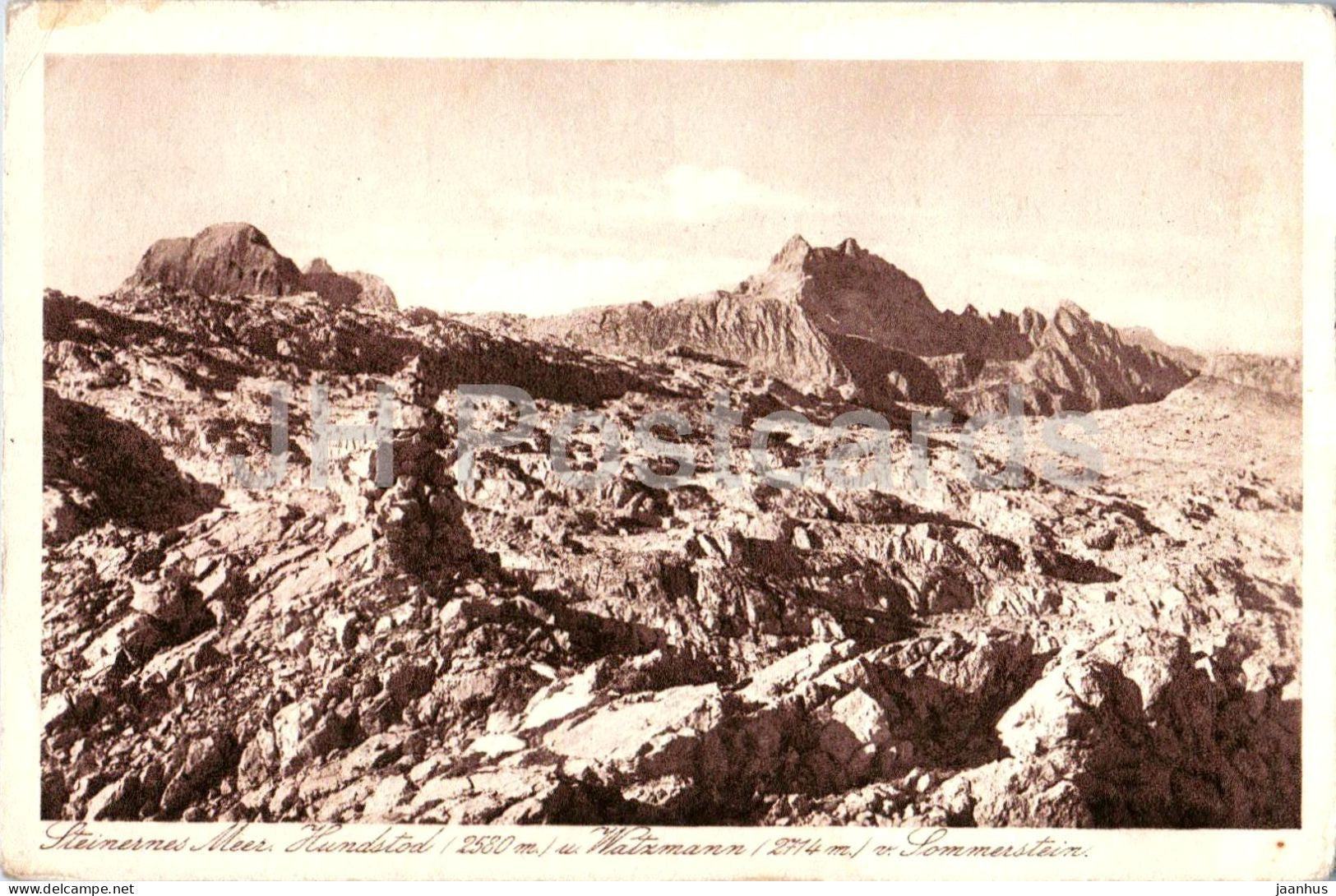Steinernes Meer Hundstod 2560 m u. Watzmann 2744 m v. Sommerstein - 3523 - old postcard - 1943 - Austria - used - JH Postcards