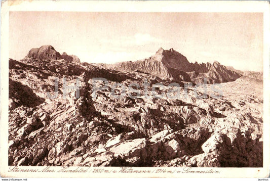 Steinernes Meer Hundstod 2560 m u. Watzmann 2744 m v. Sommerstein - 3523 - old postcard - 1943 - Austria - used - JH Postcards
