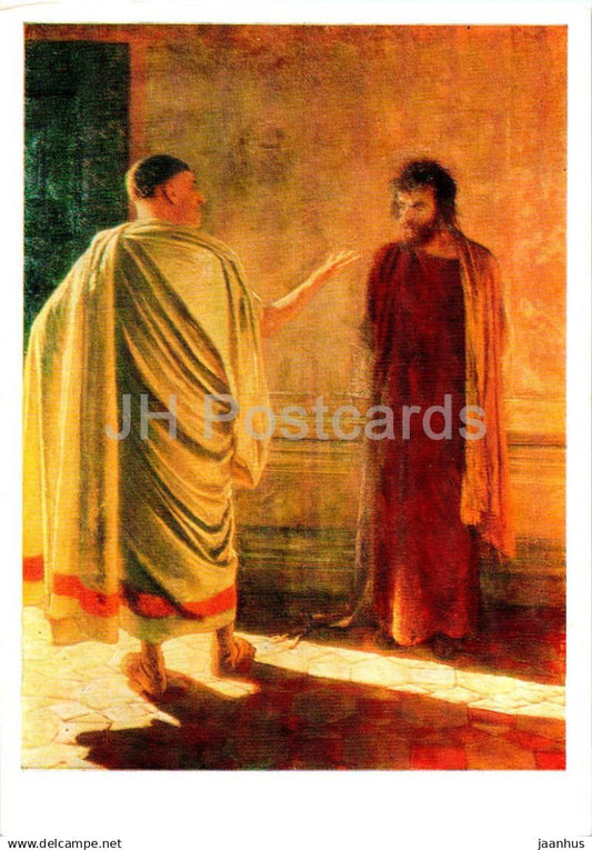 painting by N. Ge - Jesus and Pilatus - What is Truth ? - Russian art - 1977 - Russia USSR - unused - JH Postcards
