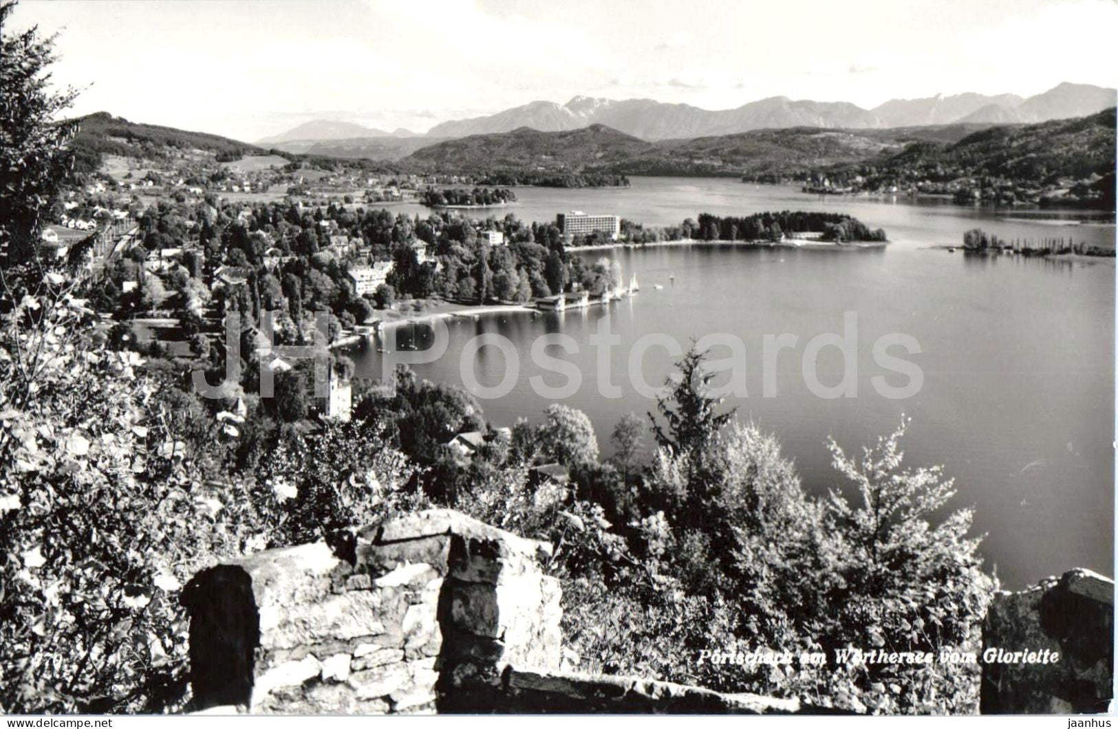 Portschach am Worthersee von der Gloriette - lake - town - mountains - Alps - 770 - 1962 - Austria - used - JH Postcards